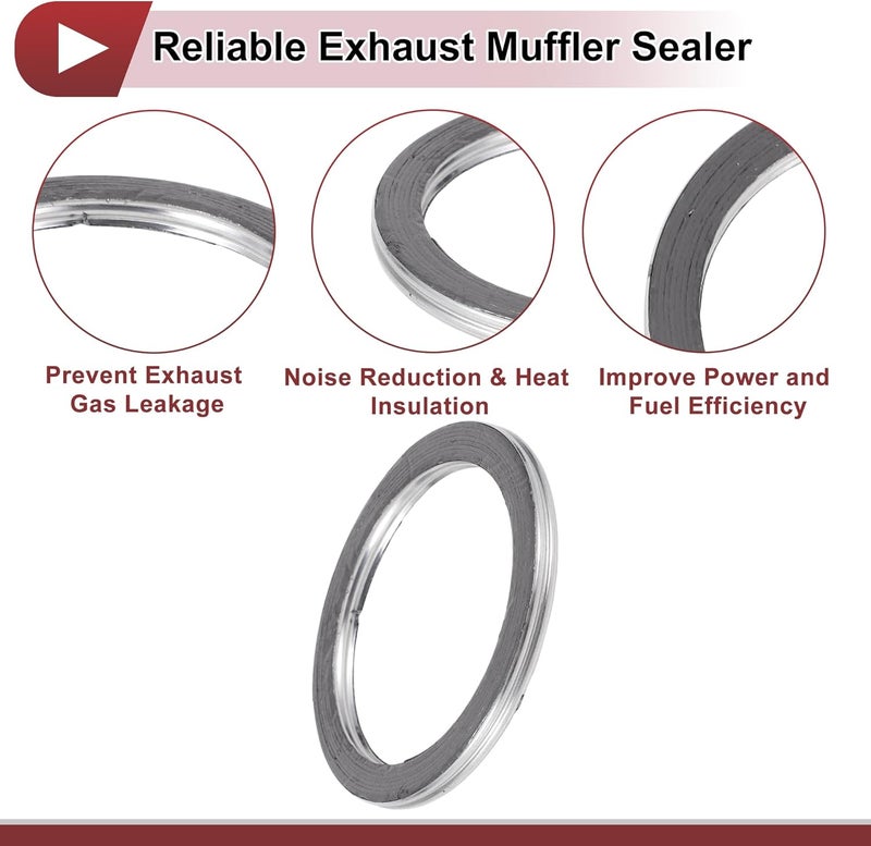 REPAIROCK ID 55mm Exhaust Manifold Gasket Prevent Leak Noise Exhaust Donut Gasket Muffler Ring Exhaust Flange Gasket for Car SUV Truck Graphite Stainless Steel - Image 5
